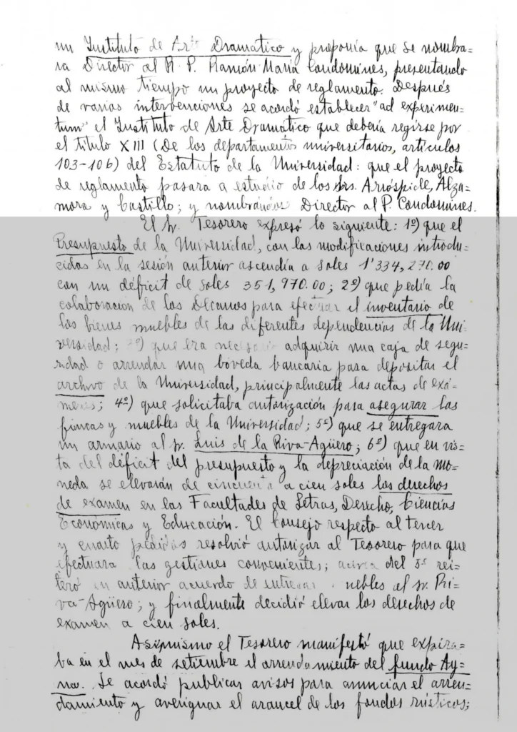 Acta de sesión del Consejo Superior (1951)
