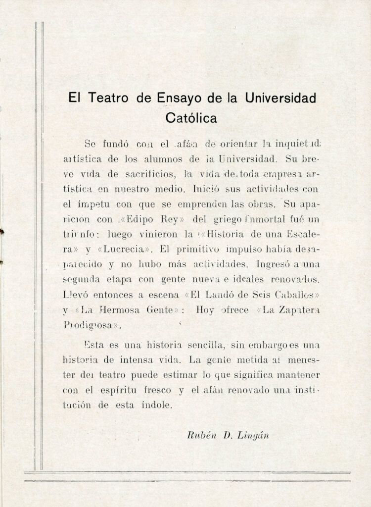 Programa de mano de La zapatera prodigiosa (1957)